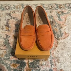 Tod’s Orange Gommini Loafers